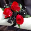 Red Sweetheart Rose Corsage - Black