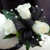 White Sweetheart Rose Corsage - Black