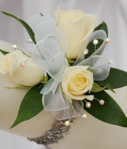White Sweetheart Rose Corsage - White
