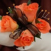 5 Orange Sweetheart Rose Corsage - Gold
