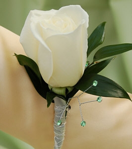 White Rose Boutonniere - Green