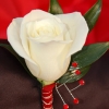 White Rose Boutonniere - Red