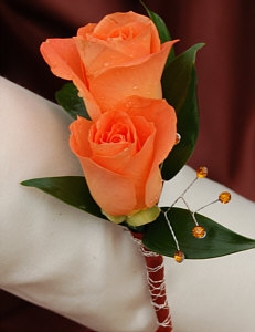 Orange Sweetheart Rose Boutonniere - Gold