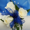 White Sweetheart Rose Corsage - Blue