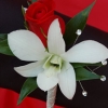 Red Sweetheart Rose and White Orchid Boutonniere - Red