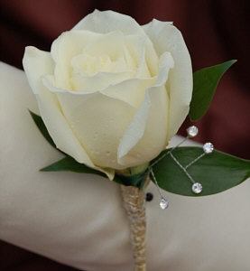 White Rose Boutonniere - Gold
