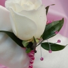 White Rose Boutonniere - Pink