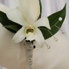 White Sweetheart Rose and White Orchid Boutonniere - White