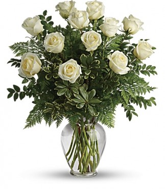 One Dozen White Roses